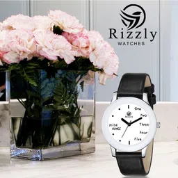 Septem Women White Printed Dial & Black Leather Bracelet Style Straps Analogue Watch SP-117 Black-Septem-picture-12