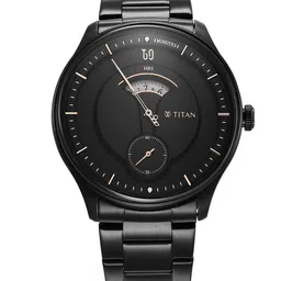 Titan Men Black Embellished Dial & Black Stainless Steel Bracelet Style Straps Analogue Watch 1890NM01-picture-1