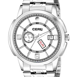 CERO Stainless Steel Straps Day And Date Working Analogue Watch AB203-SIlver-White936new-picture-29