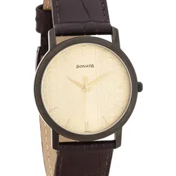 Sonata Men Printed Leather Textured Straps Analogue Watch 99701NL01 image 4