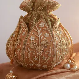 THE TAN CLAN Embroidered Tasselled Potli Clutch image 3