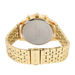 JOKER & WITCH Men White Embellished Dial & Gold Toned Stainless Steel Straps Analogue Watch image 2