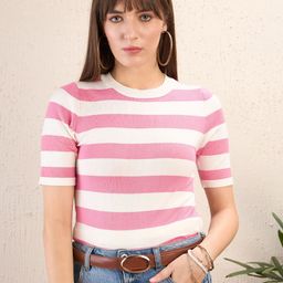 SASSAFRAS Striped Round Neck Crochet Top-picture-29