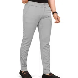 shreyannk Men Slim Fit Silver Lycra Blend Trousers image 3