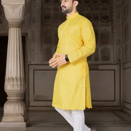dhasu trendz Men Solid Cotton Blend Straight Kurta image 2