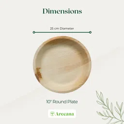 arecana Pack of 25 Wood 10" Round Areca Palm Biodegradable Leaf Plates for your Dinner Party Dinner Set-picture-18