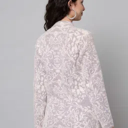 ewools Women Printed Round Neck Purple Sweater image 2