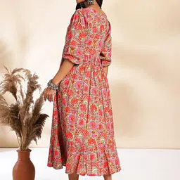 janasya Women Fit and Flare Multicolor Below Knee Dress image 2