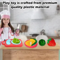 skto Fruits and Vegetables Pretend Play Set Cutting Board and Knife for Kids image 4