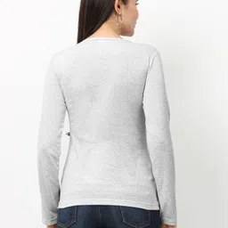 wafaa Pack of 2 Women Solid Round Neck Pure Cotton Black, White T-Shirt image 5