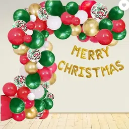 party breeze Golden Foil Merry Christmas Metalic Gold Green& Red Balloon 5 Confetti Balloon-picture-27