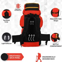 whitecraft Travel bag for men tourist backpack for hiking trekking camping with Rain Cover Rucksack - 75 L image 4