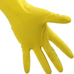 new india fire tech Pairs of Reusable Latex Safety Gloves for Dish And Clothes Washing,Home And Kitchen Cleaning, Kitchen, Garden Many Type Of Uses and Sanitation Waterproof Gloves For Men And Women Unisex Or Evrypeople Yellow 1 Pair Latex, Rubber Safety Gloves image 5