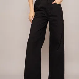 sassafras Women Straight Fit High Rise Black Jeans image 3