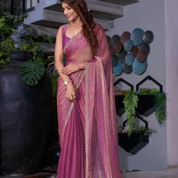 Embellished Bollywood Silk Blend Saree-image-4