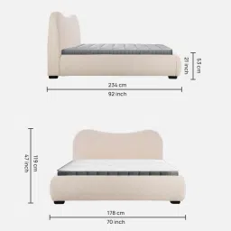 casacraft from pepperfry Aruba Boucle Upholstered Queen Size Bed In Ivory Colour image 2