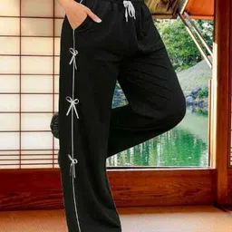 v crone Women Comfort Fit Black Polyester Trousers-picture-25