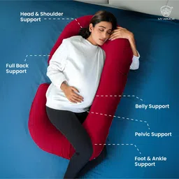 my armor C Shaped Velvet 44 x 27 Inch Pregnancy Pillow in Maroon Colour image 2