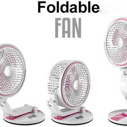 Rechargeable Table Fan With Mid LED Light 2 Step Foldable For Home / Office Fan 4.5 hrs Flood Lamp Emergency Light-image-34