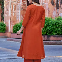 kodila Pack of 2 Women Embroidered, Embellished Chanderi Flared Kurta With Attached Dupatta image 2