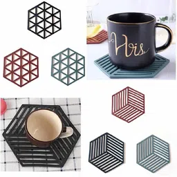 yanci Silicone Table Mats Non-Slip Insulated Flexible Durable Pot Holder Coasters, Mix Silicone Trivet image 4