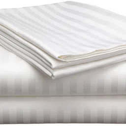 eleganzze Cotton Super King Flat 300 TC Striped Bedsheet image 3