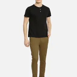 fubar Men Slim Fit Khaki Cotton Blend Trousers image 2
