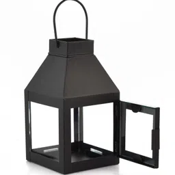 houzzplus Decorative Lantern Tlight Stand , Lantern For Decor , Tlight Candle Stand Black Iron Table Lantern image 4
