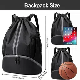 sevenspace Drawstring Gym Bag, Waterproof, Shoe Compartment, Unisex Sports Backpack.​ image 2