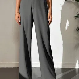 broadstar Women Loose Fit Grey Lycra Blend Trousers-picture-21