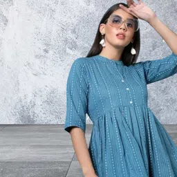 kfashionbh Women A-line Blue Maxi/Full Length Dress image 3