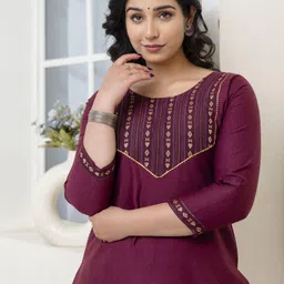 auzaai collection Women Self Design Wool Straight Kurta image 1