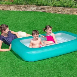 hornflow Rectangular (IND*020) inflatable pool, 165 x 104 x 25 cm Green with Free Pump Inflatable Swimming Pool image 1