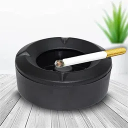 fuerdanni Ashtray with Lid Holder for Smoking for Car Home Office and Bar (1Pc, Black) Black Steel Ashtray-picture-10
