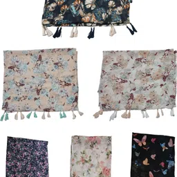 poshampaa Printed Chiffon Women Multicolor Scarf, Stole, Fancy Scarf image 4