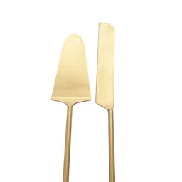 vareesha Imperial Matt Gold Stainless Steel Cake Server Set of Two Stainless Steel Cutlery Set image 4