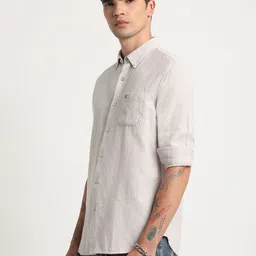 the bear house Men Slim Fit Solid Button Down Collar Casual Shirt image 2