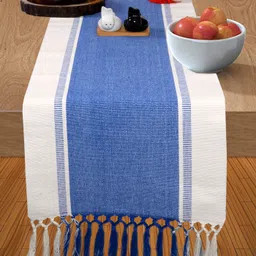 crazyweaves White, Blue 182 cm Reversible Table Runner image 4