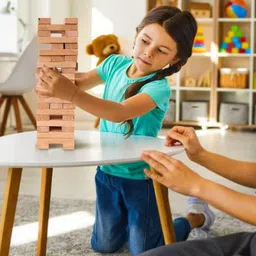 goyal's Wooden Zenga Building Blocks Puzzle 48 Pcs Tile 4 Dice Stacking Game Maths image 4