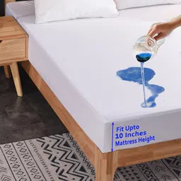 luxurious life Double Size Fitted Terry Cotton Stretchable, Waterproof Mattress Cover image 2