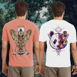 kasendra Men Graphic Print Round Neck Polyester Pink, White T-Shirt-picture-39