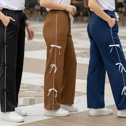 squirtle Pack of 3 Women Loose Fit Multicolor Lycra Blend Trousers image 2