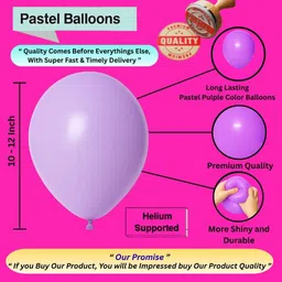 rimis Solid Premium Pastel Purple Balloons for Birthday, Wedding, & Event Decorations Balloon image 2