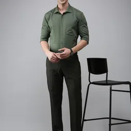 park avenue Men Regular Fit Grey Polyester Trousers image 5