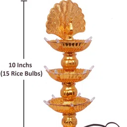 molters - Peacock 15 Deep (2 pcs Set)- 3 Layer, 15 LED Rice Bulb - Hanging & Table Diya - Deepak Light for All Occasion - Plastic (Pack of 2) Table Diya image 2