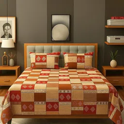 Cotton Super King Flat 320 TC Printed Bedsheet-image-30