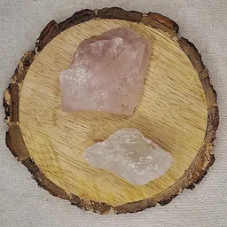 divinity crystals Clear Quartz and Rose Quartz Crystal Combo with Bark Coaster for Healing Regular Round Quartz Stone-picture-15