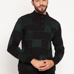 duke Men Checkered High Neck Green Sweater-picture-19