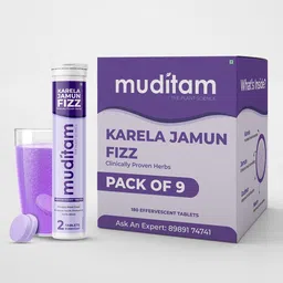muditam ayurveda Karela Jamun Fizz (Karela Jamun Juice) Effervescent Tablet Ideal for 3 Months image 1