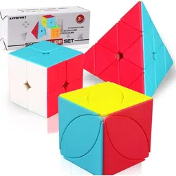 authfort Speed Cube set of 2 x 3 x PYRAMID x leaf sticker less Cube set of 4 image 1